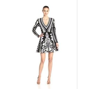 PARKER geometric NAPA KNIT v neck mini DRESS size S